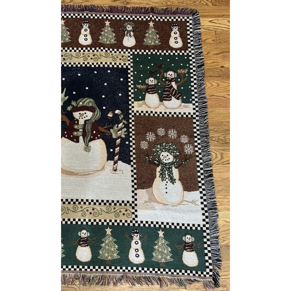 Snowman Tapestry Blanket Winter Scene 52